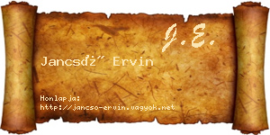 Jancsó Ervin névjegykártya
