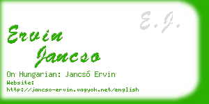 ervin jancso business card